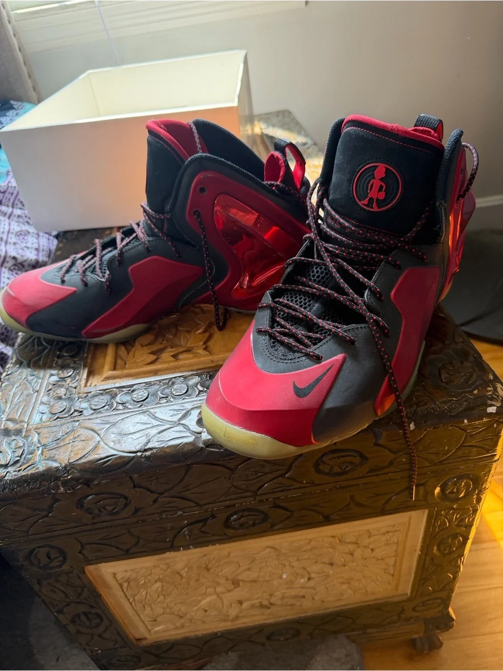 Nike Men's High-Top Athletic Sneakers in Red and Black
